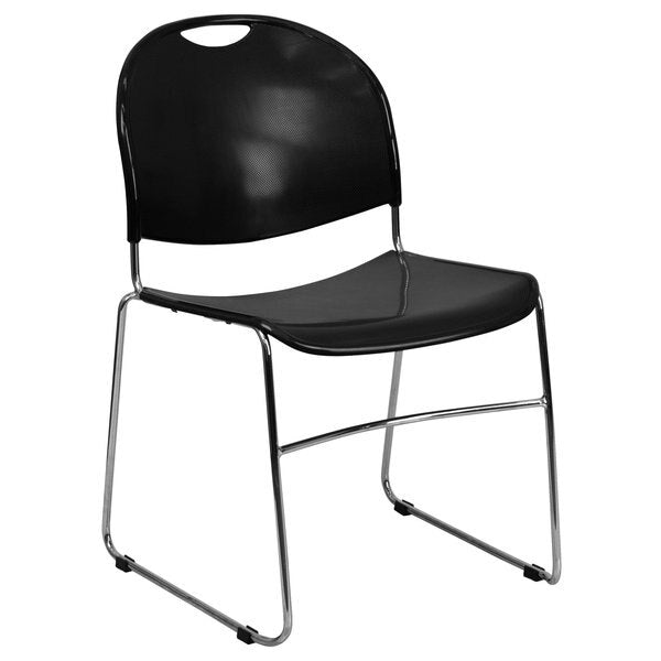 Black Stack Chair-Chrome Frame