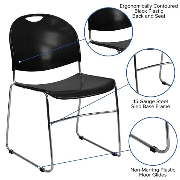 Black Stack Chair-Chrome Frame