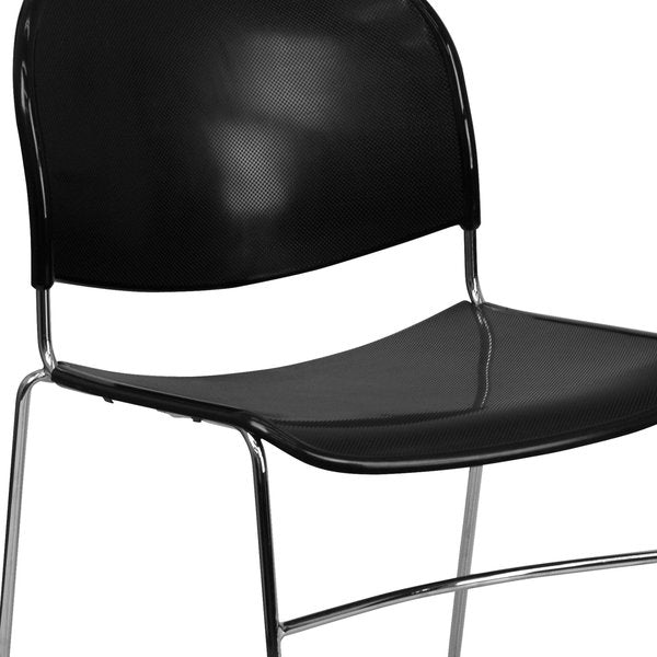 Black Stack Chair-Chrome Frame