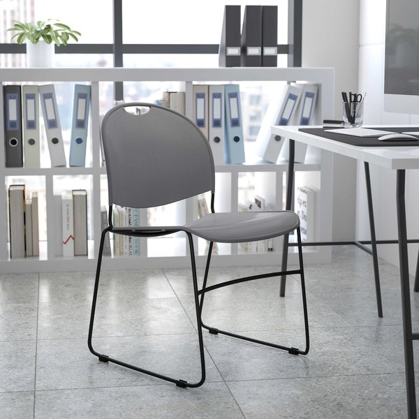 Gray Stack Chair-Black Frame