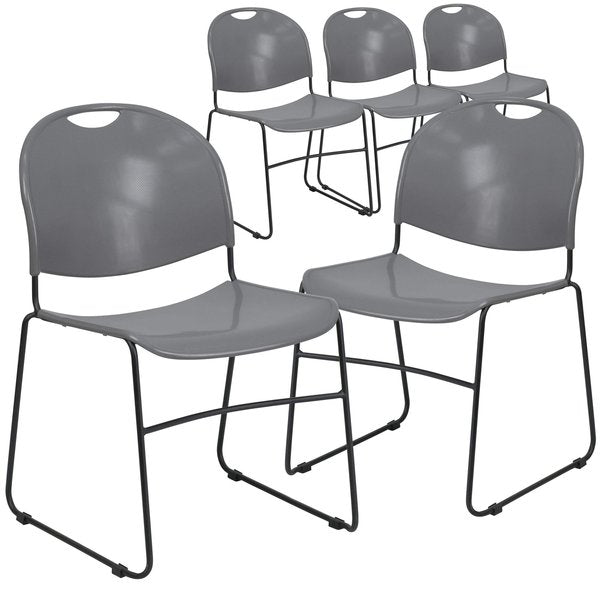 Gray Stack Chair-Black Frame