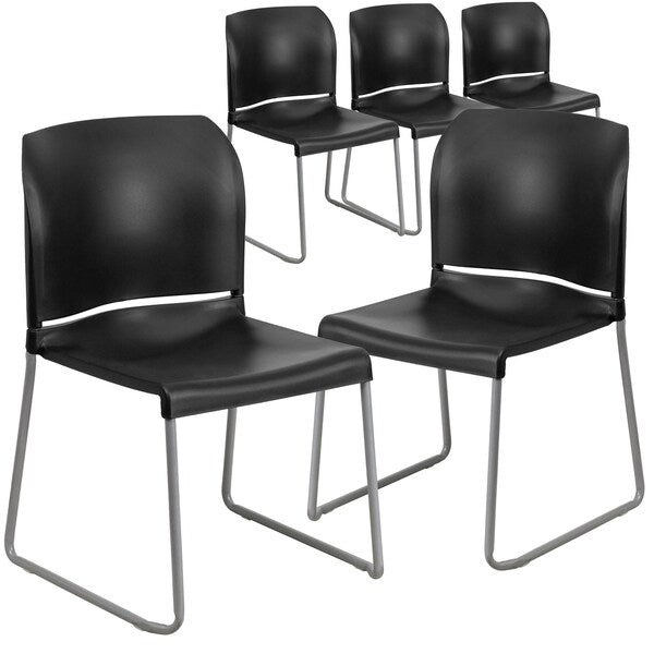 Black Plastic Sled Stack Chair