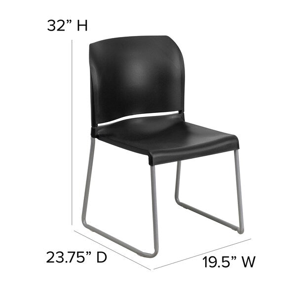 Black Plastic Sled Stack Chair