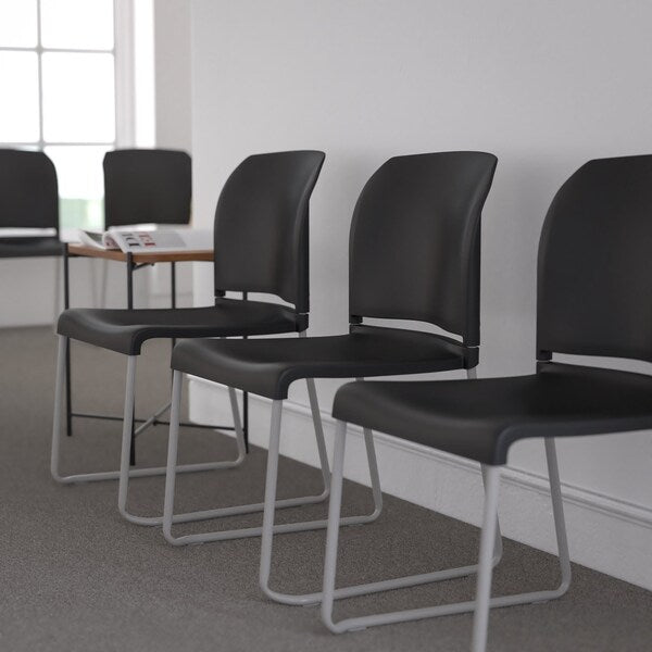 Black Plastic Sled Stack Chair