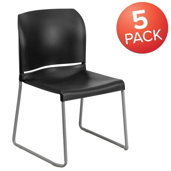 Black Plastic Sled Stack Chair
