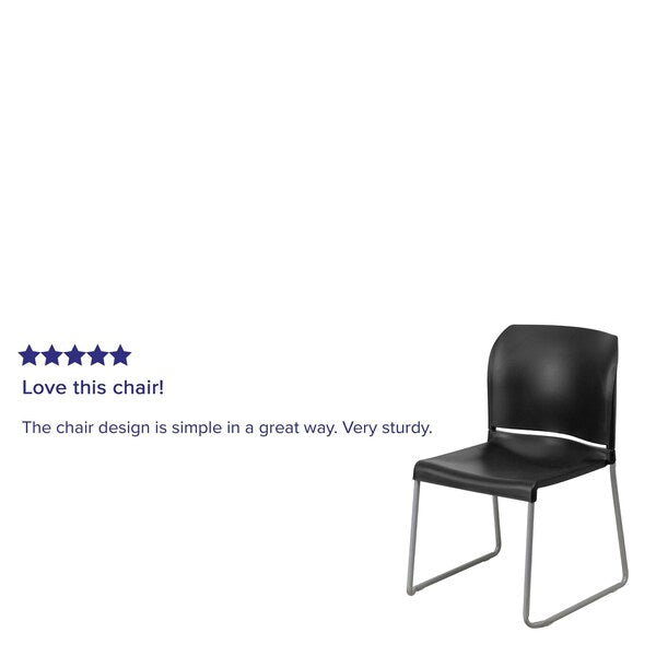 Black Plastic Sled Stack Chair
