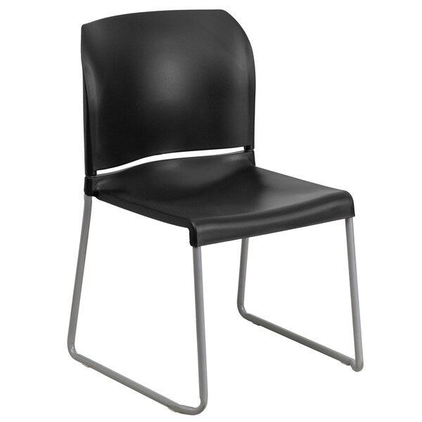 Black Plastic Sled Stack Chair
