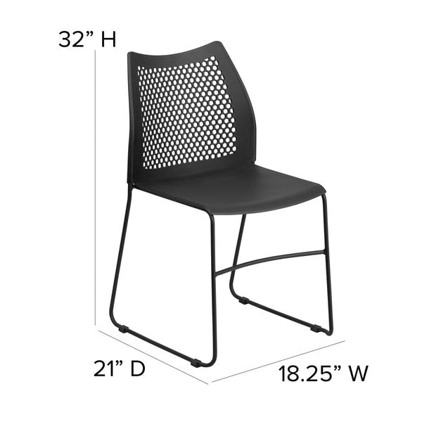 Black Plastic Sled Stack Chair