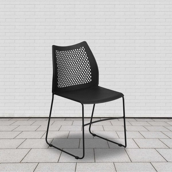 Black Plastic Sled Stack Chair