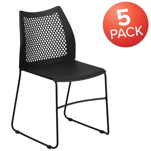 Black Plastic Sled Stack Chair