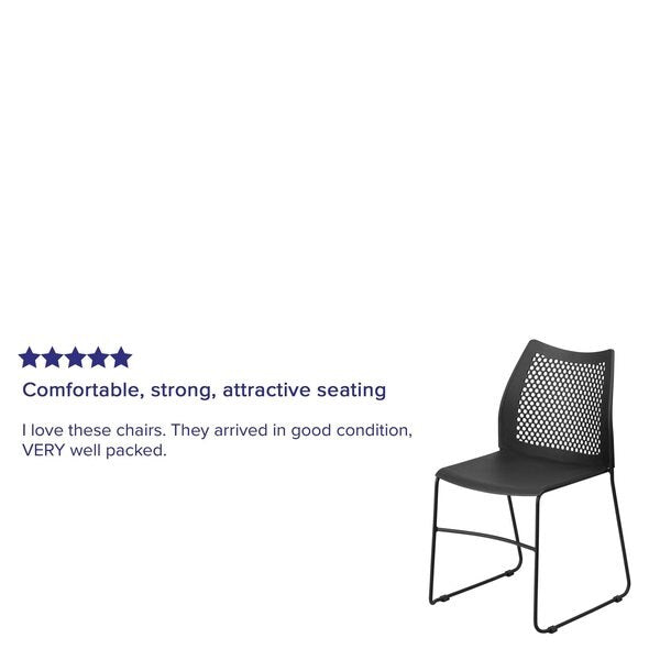 Black Plastic Sled Stack Chair