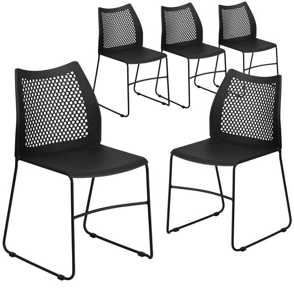 Black Plastic Sled Stack Chair