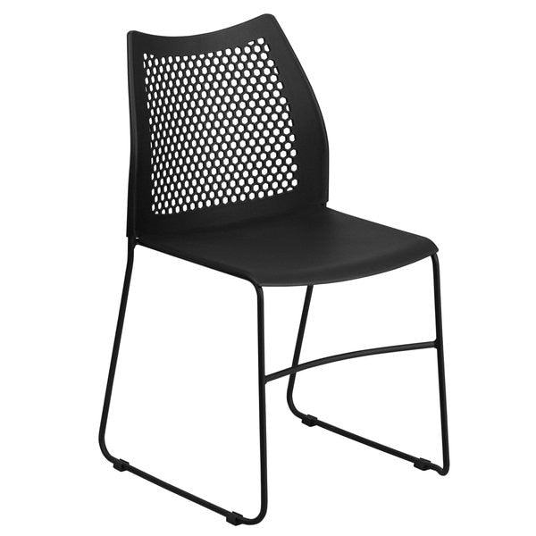 Black Plastic Sled Stack Chair