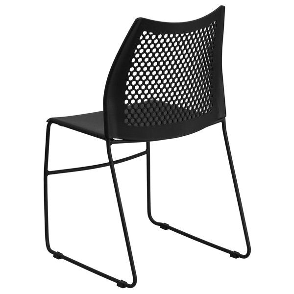 Black Plastic Sled Stack Chair