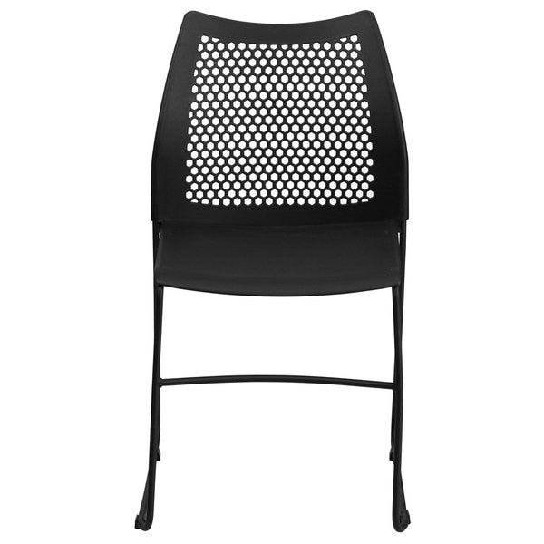 Black Plastic Sled Stack Chair