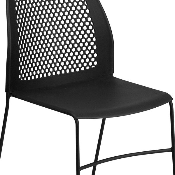 Black Plastic Sled Stack Chair