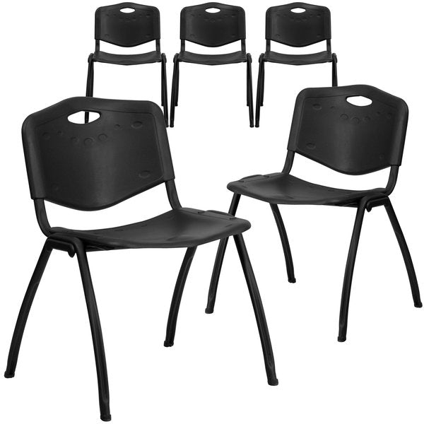 HERCULES Series 880 lb. Capacity Black Plastic Stack Chair