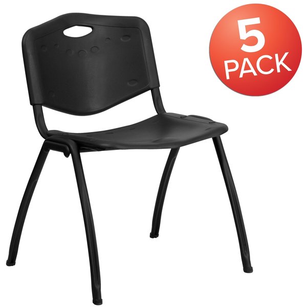 HERCULES Series 880 lb. Capacity Black Plastic Stack Chair