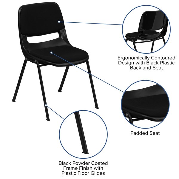 Black Plastic Pad Stack Chair
