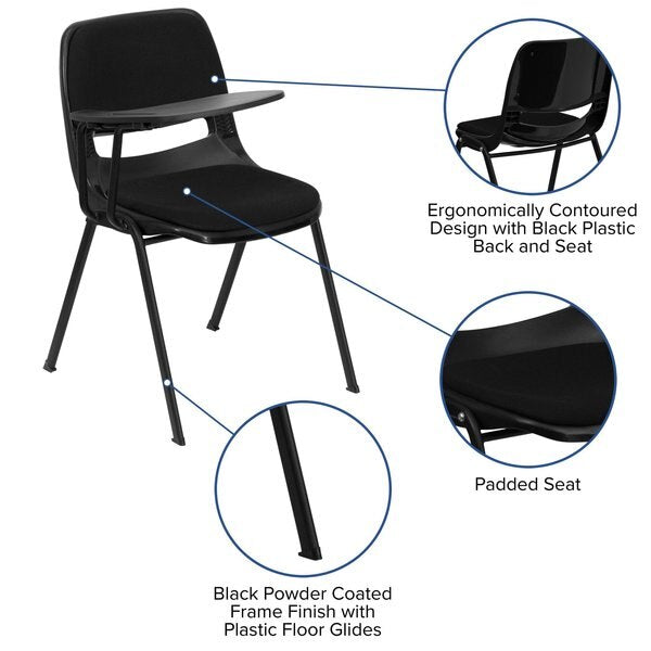 Black Plastic Tablet Arm Chair