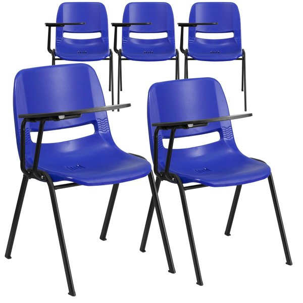 Blue Ergonomic Shell Chair with Right Handed Flip-Up Tablet Arm