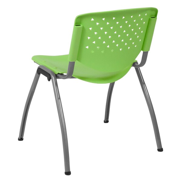 5 Pack HERCULES Series 880 lb. Capacity Green Plastic Stack Chair with Titanium Gray Powder Coated Frame
