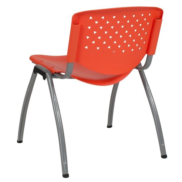 5 Pack HERCULES Series 880 lb. Capacity Orange Plastic Stack Chair with Titanium Gray Powder Coated Frame