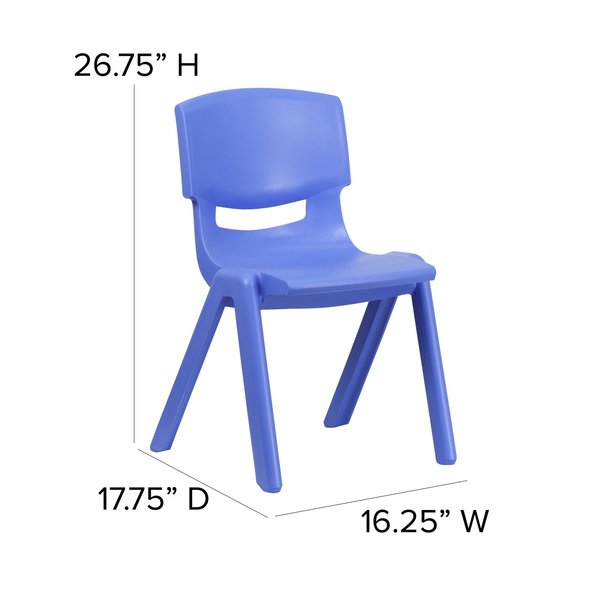 Blue Plastic Stackable School Chair with 15.5