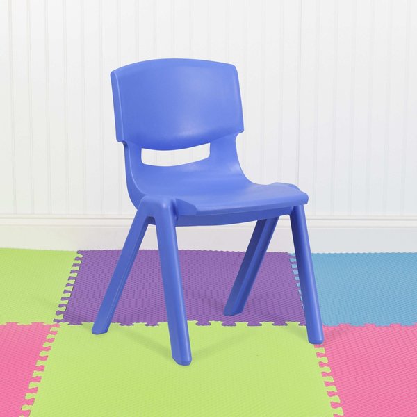 Blue Plastic Stackable School Chair with 15.5