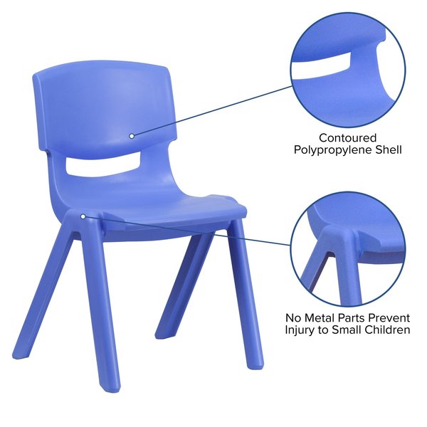 Blue Plastic Stackable School Chair with 15.5