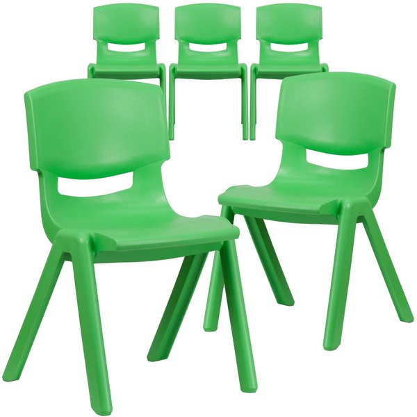 Green Plastic Stackable School Chair with 15.5