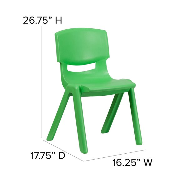 Green Plastic Stackable School Chair with 15.5