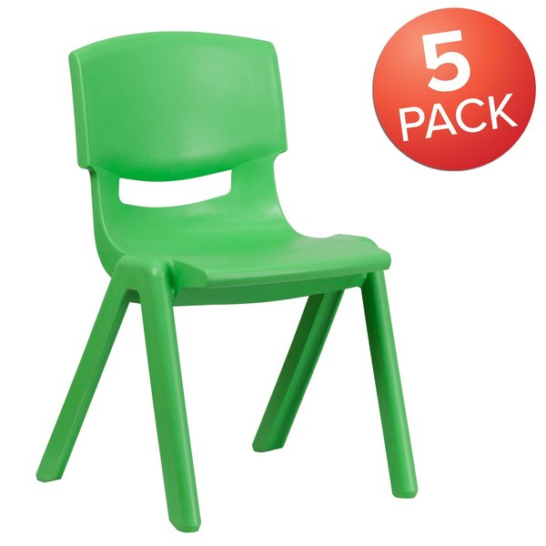 Green Plastic Stackable School Chair with 15.5
