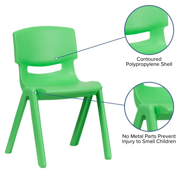 Green Plastic Stackable School Chair with 15.5