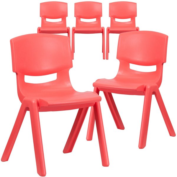 Red Plastic Stackable School Chair with 15.5