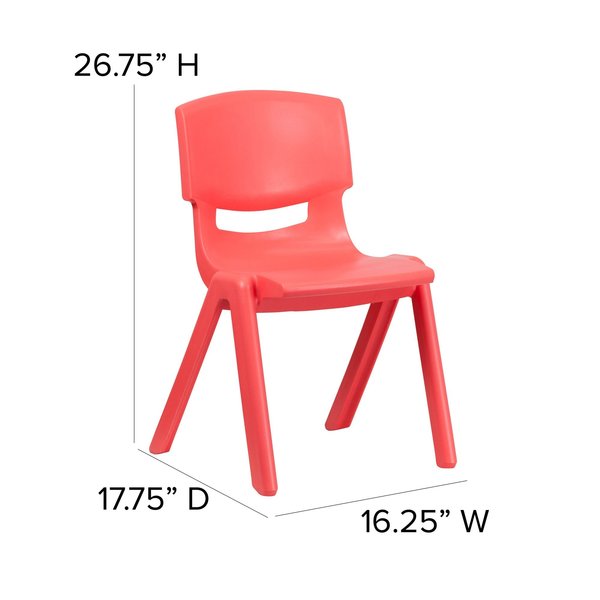 Red Plastic Stackable School Chair with 15.5