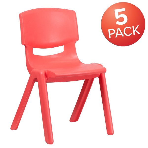 Red Plastic Stackable School Chair with 15.5