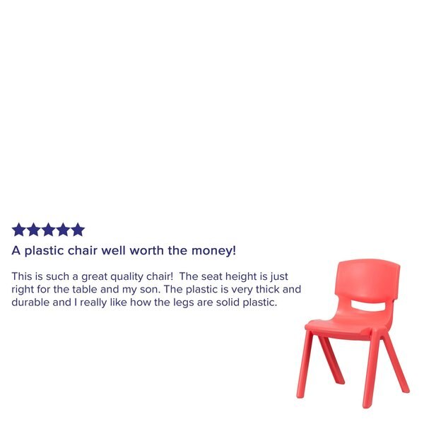 Red Plastic Stackable School Chair with 15.5