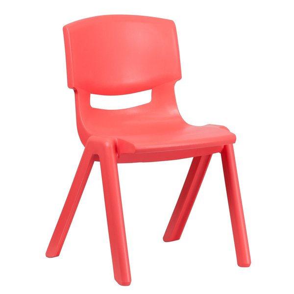 Red Plastic Stackable School Chair with 15.5