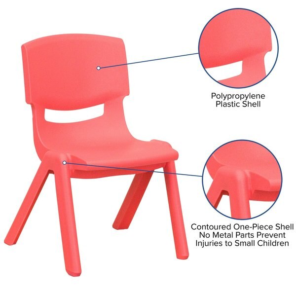 Red Plastic Stackable School Chair with 15.5