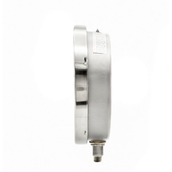Pressure Gauge, 0 to 1500 psi, 1/2 in MNPT, Stainless Steel, Silver