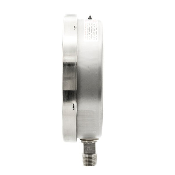 Pressure Gauge, 0 to 30 psi, 1/4 in MNPT, Stainless Steel, Silver