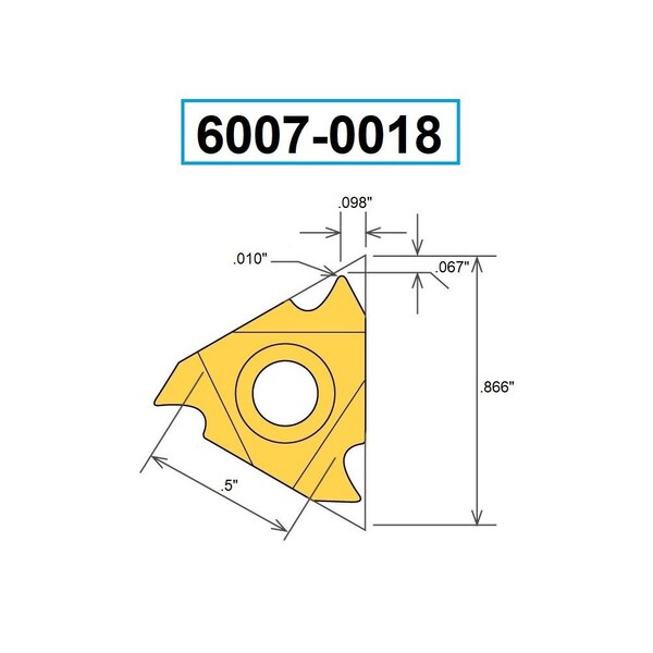 22IRN60 TiN Coated Internal Threading Carbide Insert