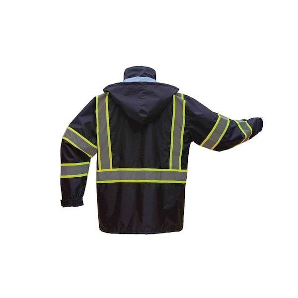 Premium Two Tone Hooded Rain Coat, Black