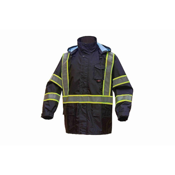 Premium Two Tone Hooded Rain Coat, Black