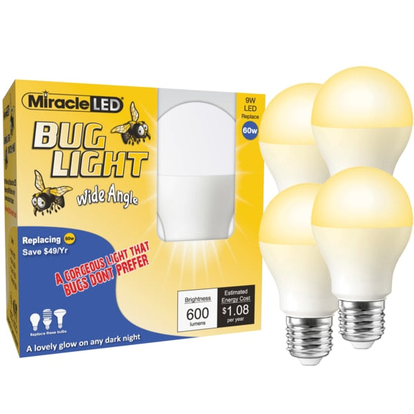 Bug Light Wide Angle Yellow Amber Glow Replace 60W for Porch & Patio