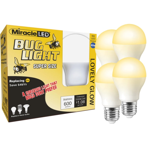 Bug Light Lovely Glow Yellow Amber LED Replace 60W for Porch & Patio