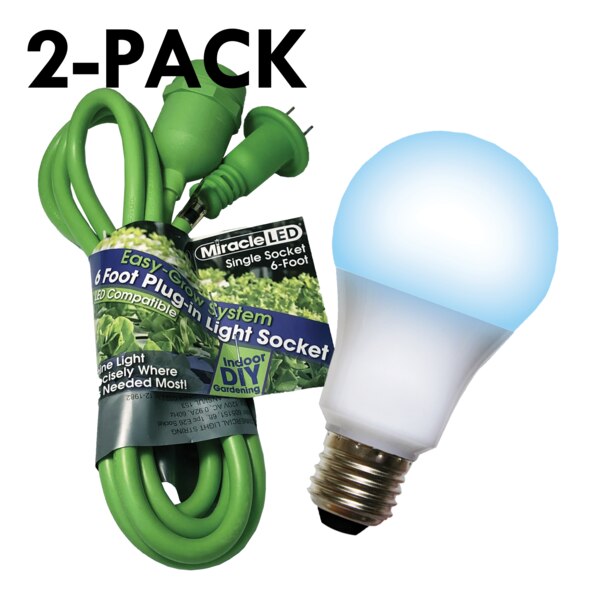 Single Socket Grow Light Cord System & LED Blue Grow Light 4 Pcs Kit
