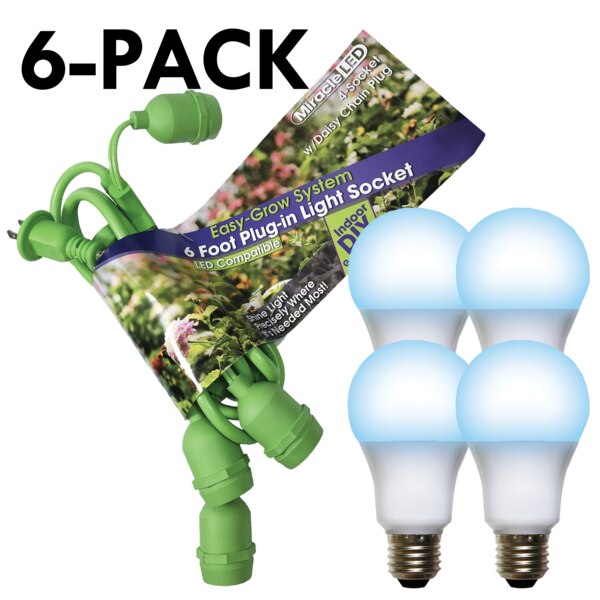 Grow LED Light Cord System 4 Socket & LED Blue Grow Light Kit 30 Pcs Kit