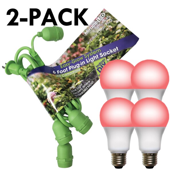 Grow LED Light Cord System 4 Socket & LED Red Grow Light 10 Pcs Kit Kit